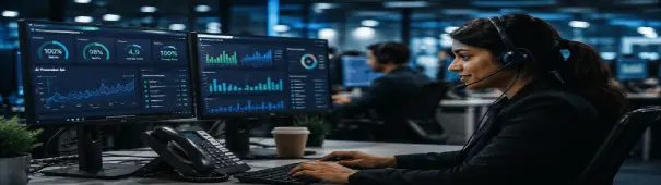 Home service team monitoring real-time conversation analytics with Verbix AI