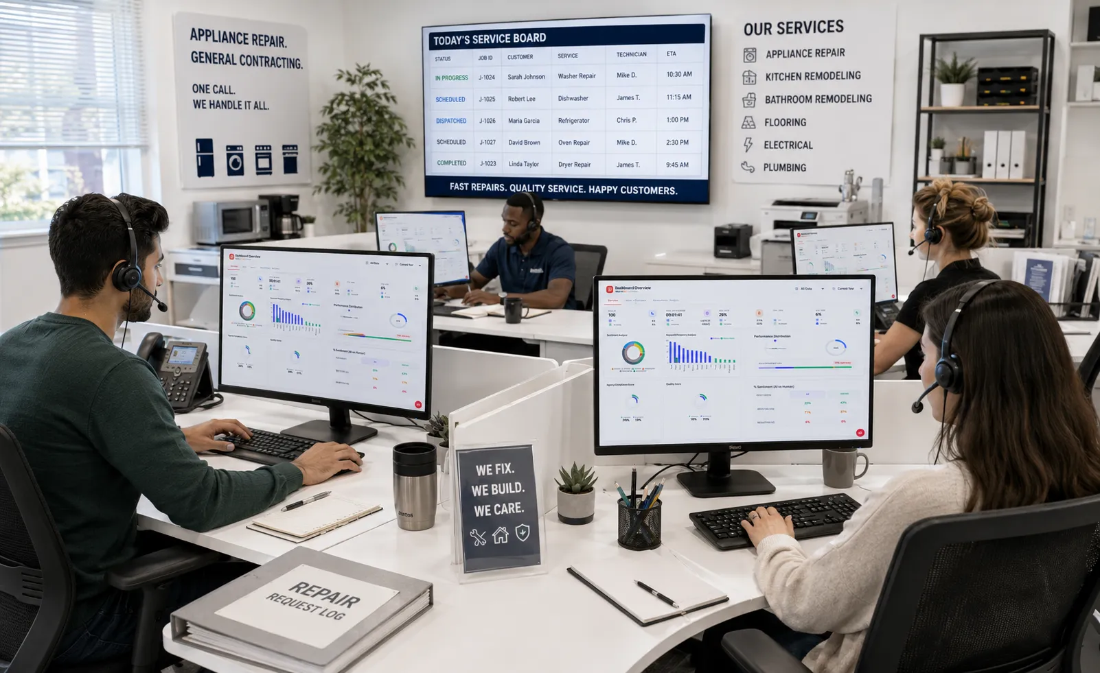 Appliance repair team using AI analytics