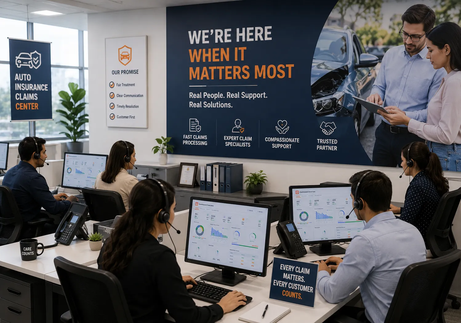 AI call analytics for auto insurance claims center agents