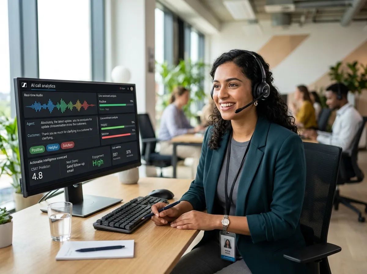 Agent engaging in customer conversation with live Verbix AI call analytics dashboard