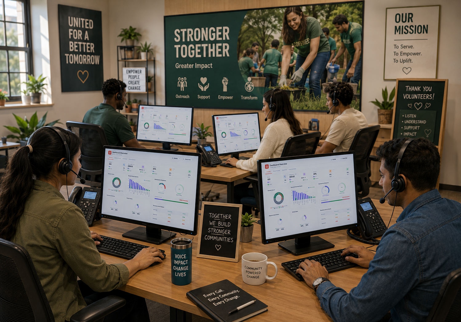 AI call analytics dashboard for NGO community support team