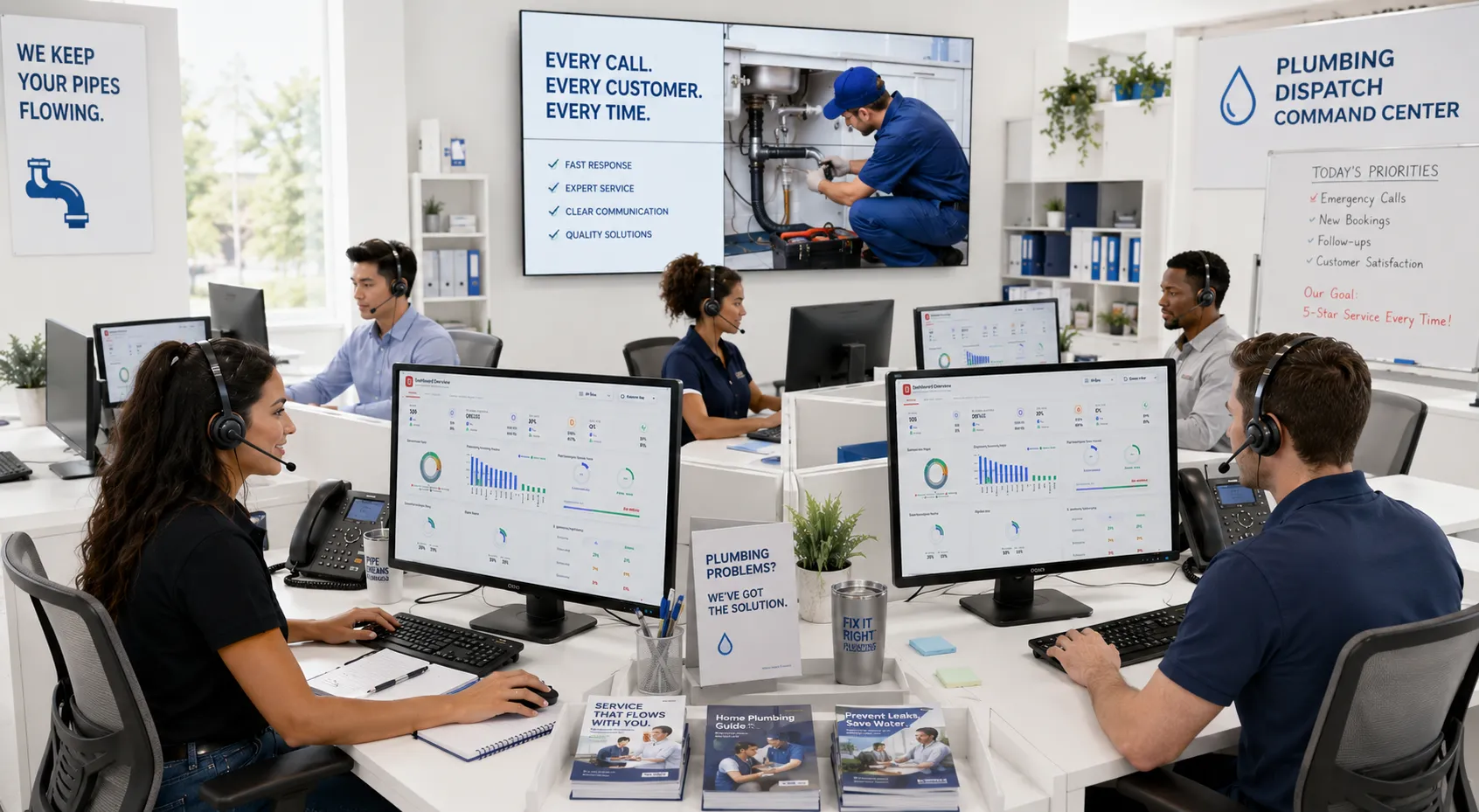 Plumbing and electrical service team using call analytics to optimize scheduling