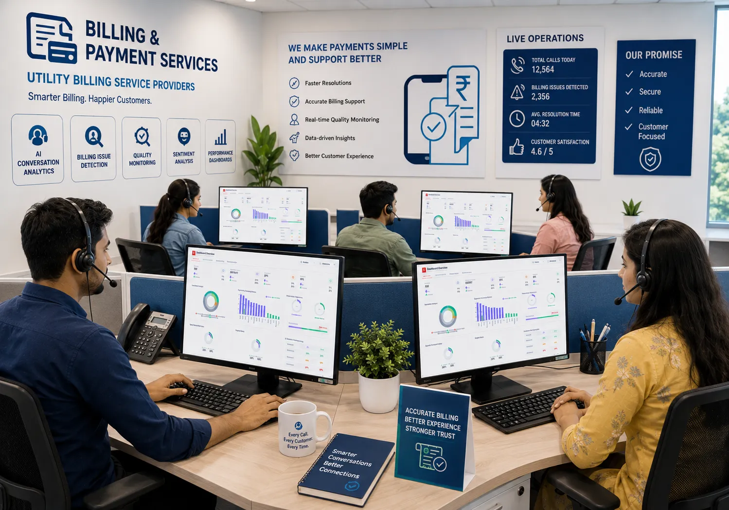 Utility billing AI call analytics dashboard